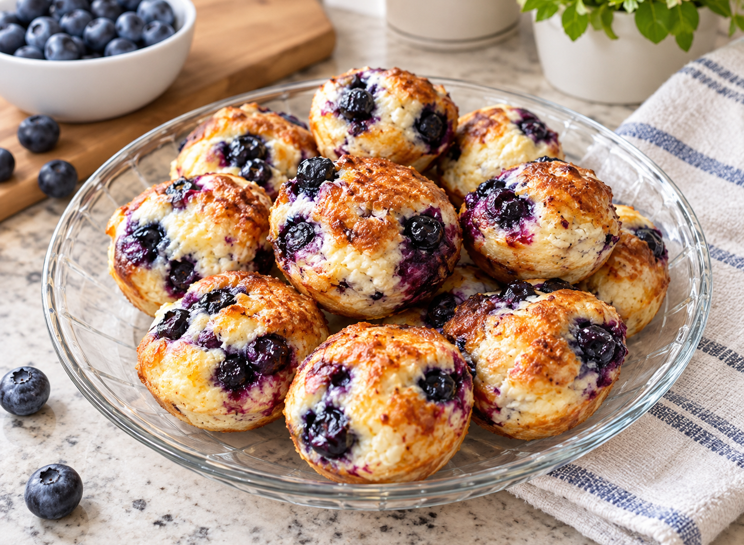 Fluffy Blueberry Cottage Cheese Pancake Bites