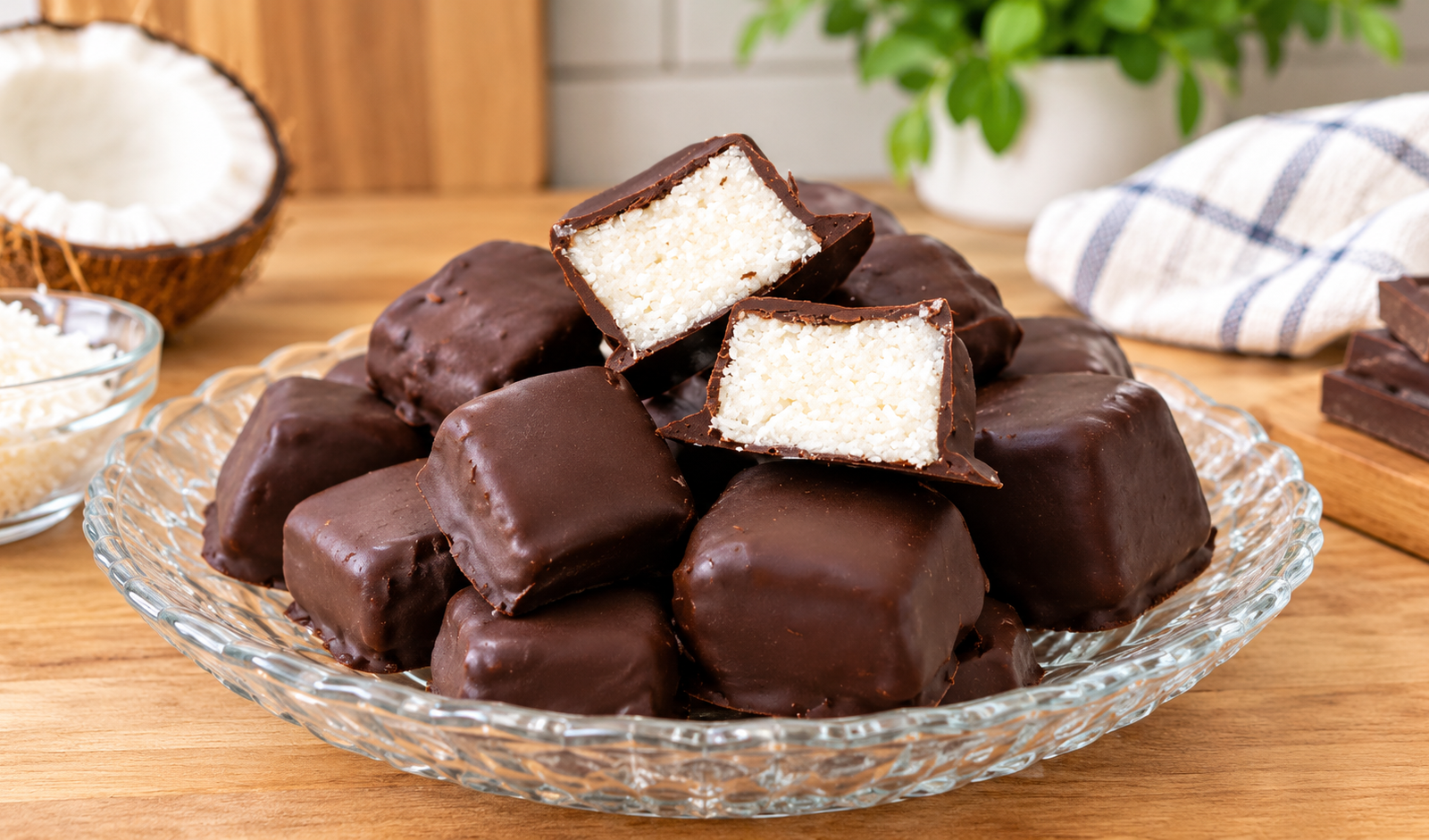 Healthy Dark Chocolate Coconut Bites