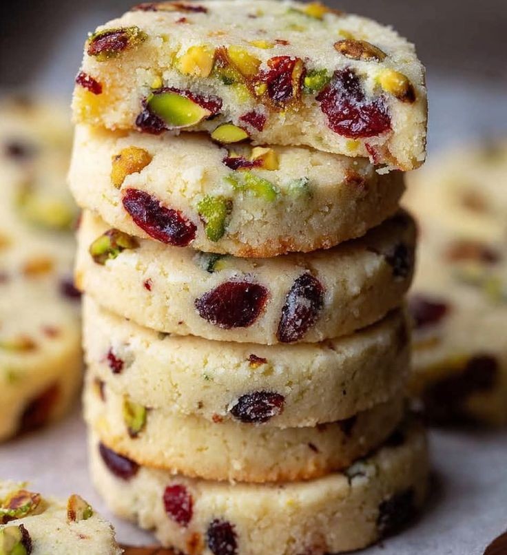 Cranberry Pistachio Shortbread Cookies
